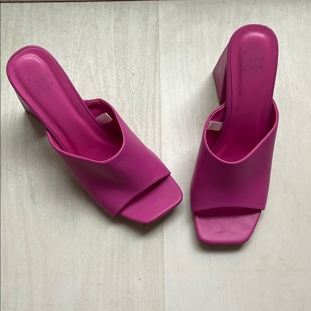 Pink Mules Modern Square-Toe Design